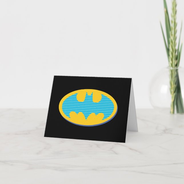 Batman | Cyan Stripes Symbol Note Card (Front)