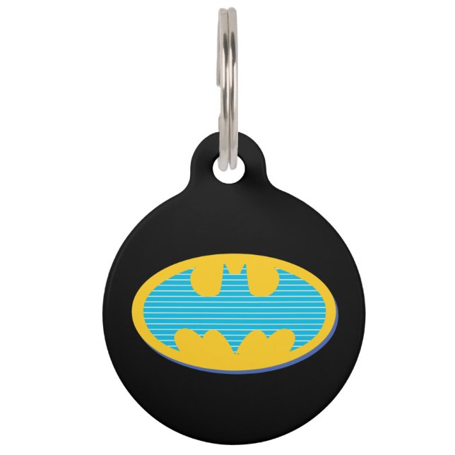Batman | Cyan Stripes Symbol Pet Tag (Front)