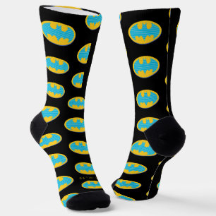Batman   Cyan Stripes Symbol Socks