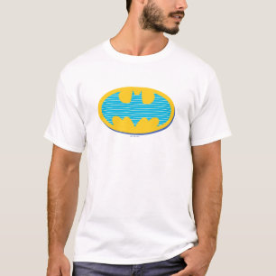 Batman   Cyan Stripes Symbol T-Shirt