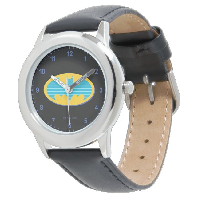 Batman | Cyan Stripes Symbol Watch (Angled)