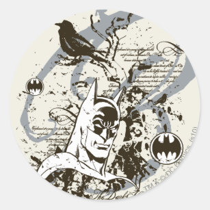 Batman Dark Knight Manuscript Montage Classic Round Sticker