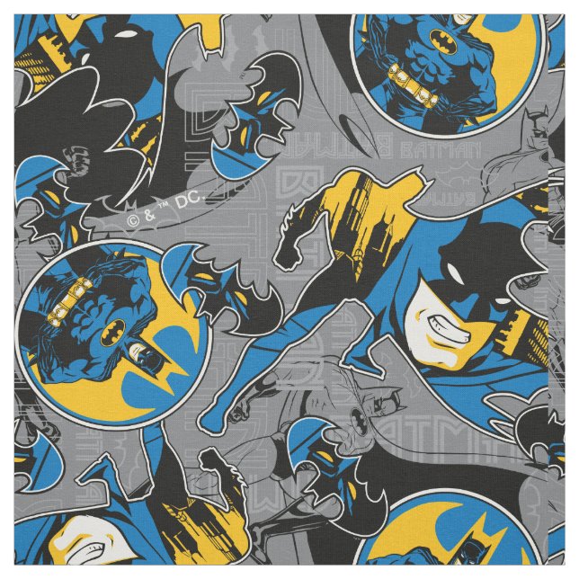 Batman Full Throttle Toss Pattern Fabric (Swatch)