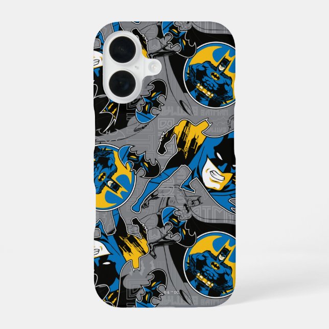 Batman Full Throttle Toss Pattern iPhone 16 Case (Back)