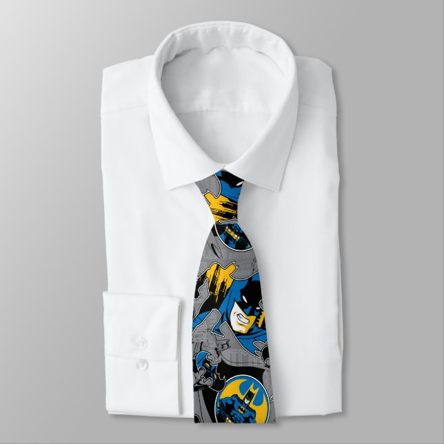 Batman Full Throttle Toss Pattern Tie (Tied)