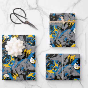 Batman Full Throttle Toss Pattern Wrapping Paper Sheet