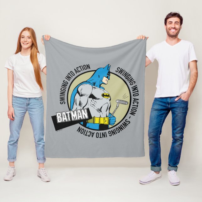 Batman Golfing - Swinging Into Action Fleece Blanket (In Situ)