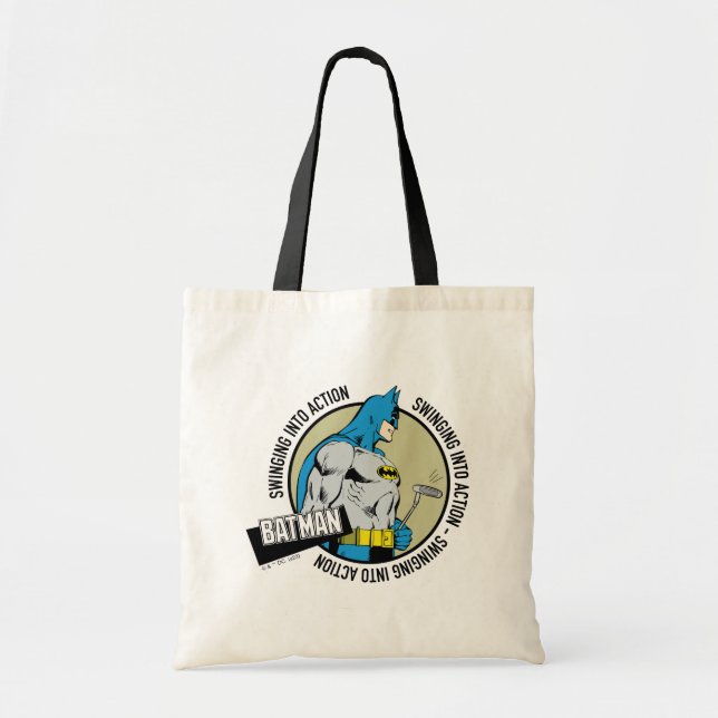 Batman Golfing - Swinging Into Action Tote Bag (Front)