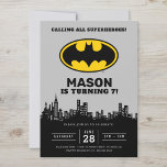 Batman - Gotham City | Birthday  Invitation<br><div class="desc">Immerse your celebration in Gotham City flair with this striking Batman-themed birthday invitation. The design features the iconic Gotham City skyline under a dramatic night sky, accentuated by the Bat-Signal beaming high above. With bold, modern typography and vibrant colours, this invitation captures the essence of the Dark Knight’s world, making...</div>