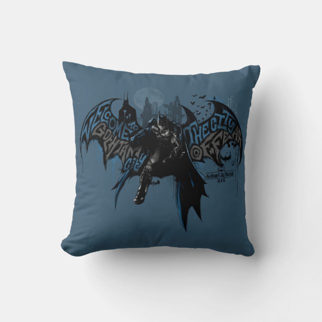 Batman Gotham City Paint Drip Graphic Cushion (Front)