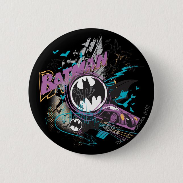 Batman Gotham Skyline Sketch 6 Cm Round Badge (Front)