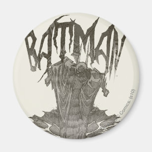 Batman   Graphic Novel Pencil Sketch Beige Logo Magnet