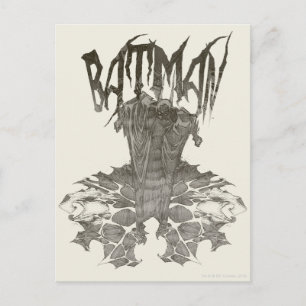 Batman Graphic Novel Pencil Sketch Beige Logo Postcard