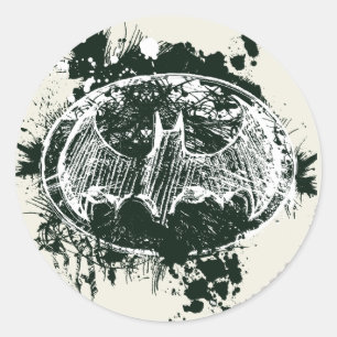 Batman Grunge Splatter Sketch Classic Round Sticker