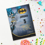 Batman | Happy Birthday Invitation<br><div class="desc">Invite guests to an epic celebration with this customisable Batman Happy Birthday invitation! Featuring Batman in action alongside the iconic Batman logo and bold text,  this dynamic design sets the stage for an unforgettable party. Personalise it with your event details to make your superhero-themed celebration truly special.</div>