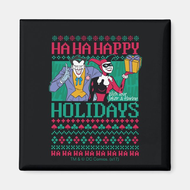 Batman | Happy Holidays Joker & Harley Quinn Magnet (Front)