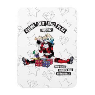 Batman   Harley Quinn "Come Out And Play Puddin'" Magnet
