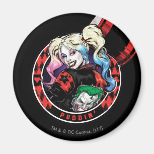 Batman   Harley Quinn Winking With Mallet Magnet