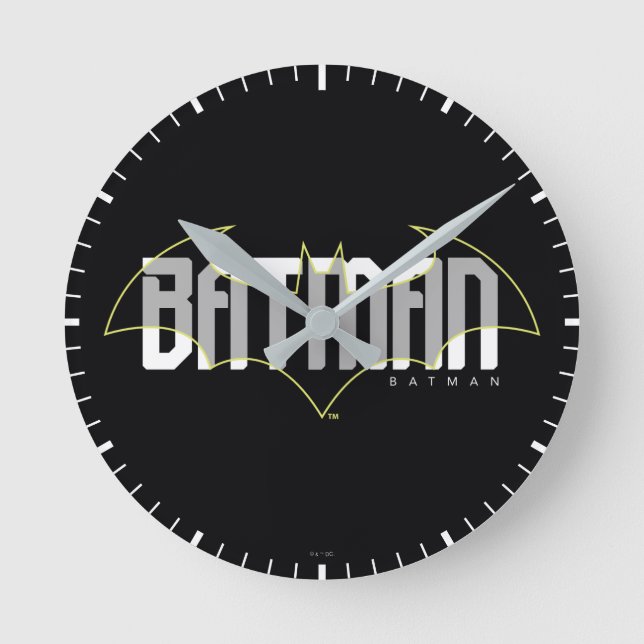 Batman Hi-Tech Name Graphic Round Clock (Front)