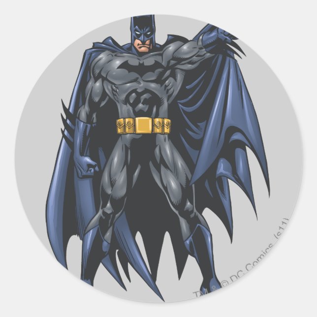 Batman holds up cape classic round sticker (Front)