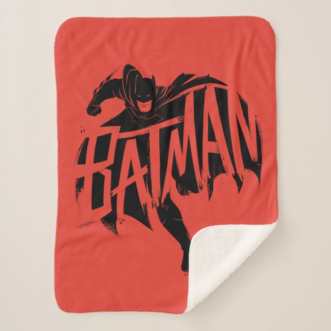Batman Ink Brush Name Sherpa Blanket (Front)