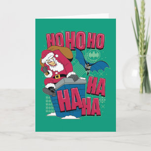 Batman   Joker Santa Claus Climbing Out Chimney Holiday Card