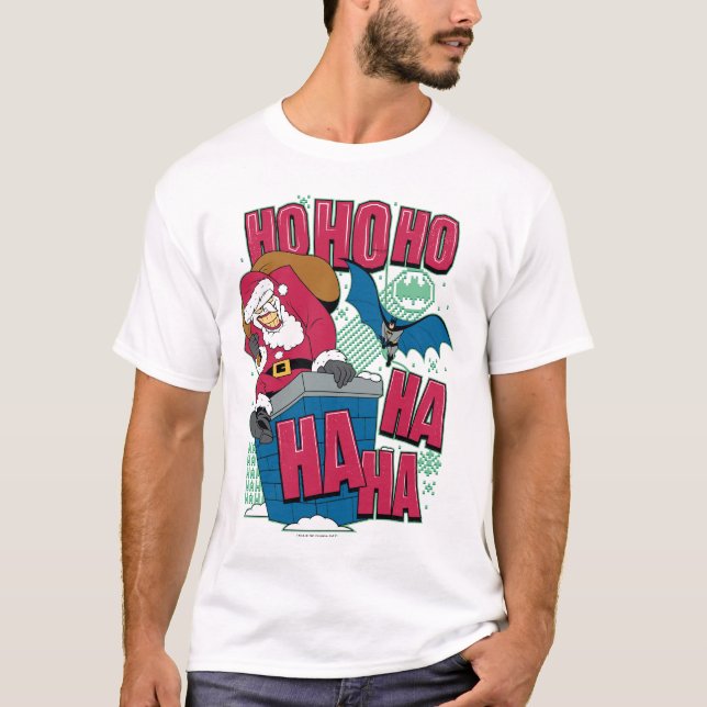 Batman | Joker Santa Claus Climbing Out Chimney T-Shirt (Front)