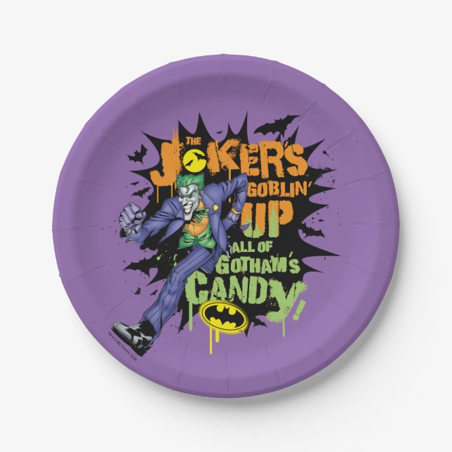 Batman | Joker's Goblin' Up All of Gotham's Candy Paper Plate (Front)