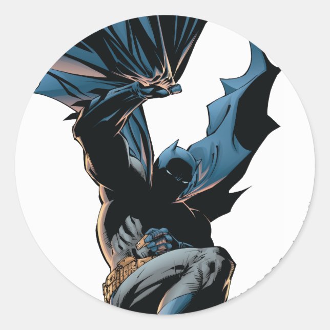 Batman Jumping Down Action Shot Classic Round Sticker (Front)