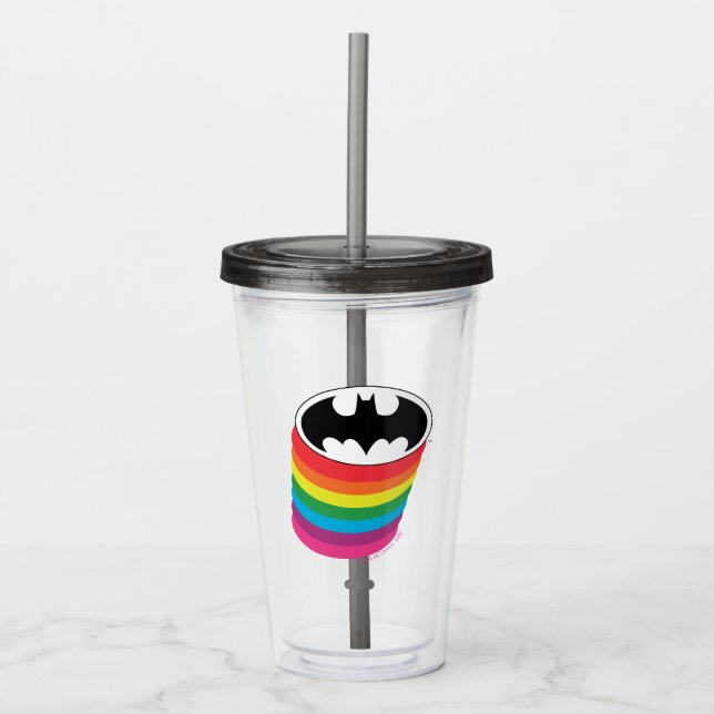Batman Layered Rainbow Logo Acrylic Tumbler (Front)