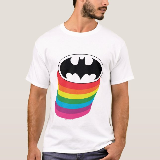 Batman Layered Rainbow Logo T-Shirt (Front)