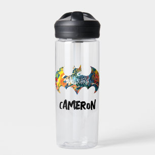Batman Logo Neon/80s Graffiti   Add Your Name Water Bottle