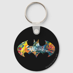 Batman Logo Neon/80s Graffiti Key Ring