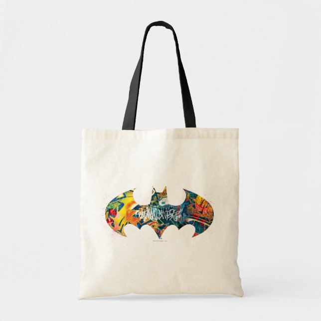 Batman Logo Neon 80's Graffiti Tote Bag (Front)