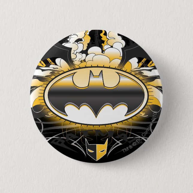 Batman Logo with Cars 6 Cm Round Badge (Front)