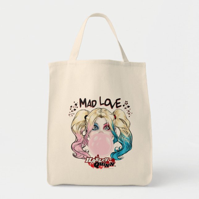 Batman | Mad Love Harley Quinn Chewing Bubble Gum Tote Bag (Front)