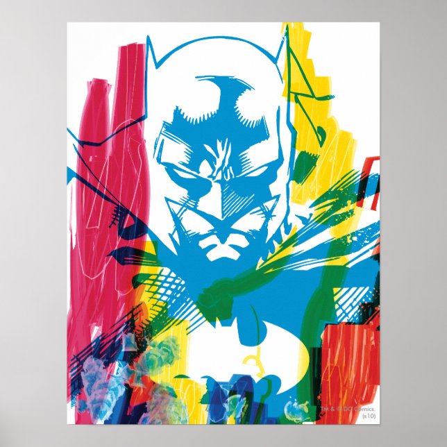 Batman Neon Marker Collage Poster (Front)