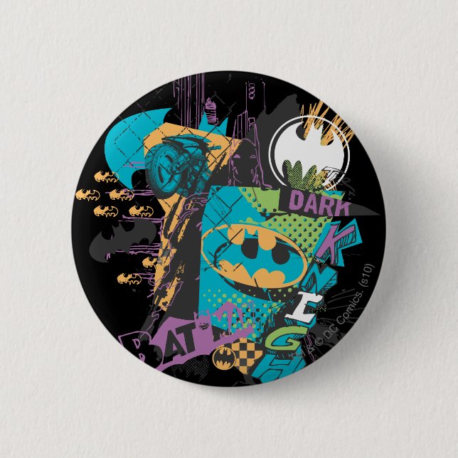 Batman Neon The Dark Knight Collage 6 Cm Round Badge (Front)