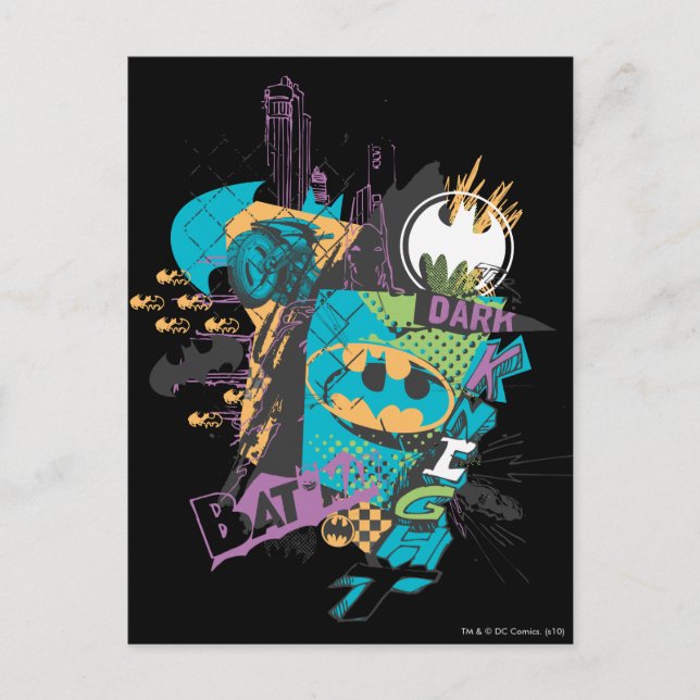 Batman Neon The Dark Knight Collage Postcard (Front)