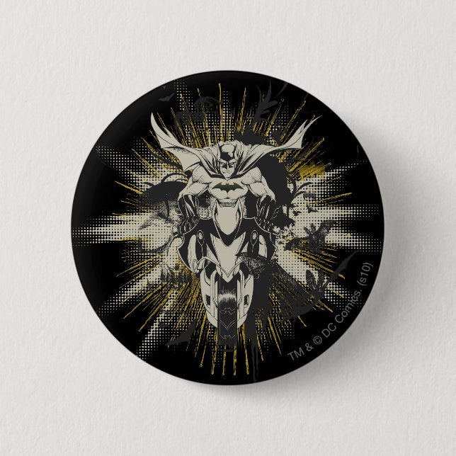 Batman on Bike 6 Cm Round Badge (Front)