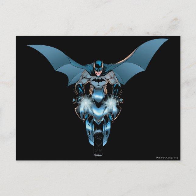 Batman on bike with cape postcard (Front)