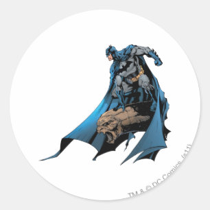Batman on gargoyle classic round sticker