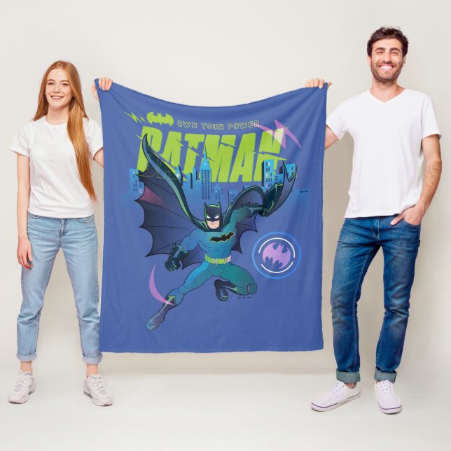 Batman "Own Your Power" City Graphic Fleece Blanket (In Situ)