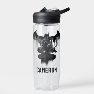 Batman Perched on a Pillar   Add Your Name Water Bottle