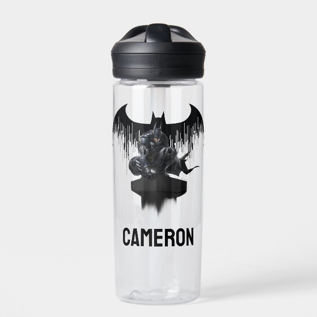 Batman Perched on a Pillar | Add Your Name Water Bottle (Front)