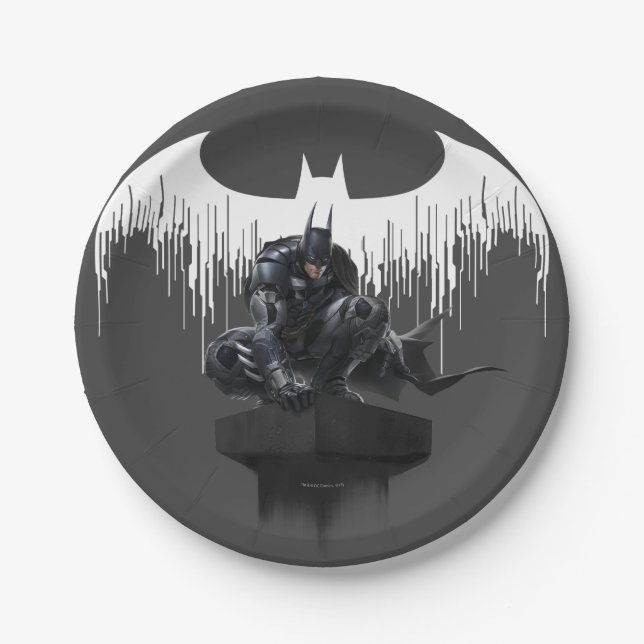 Batman Perched on a Pillar Paper Plate (Front)