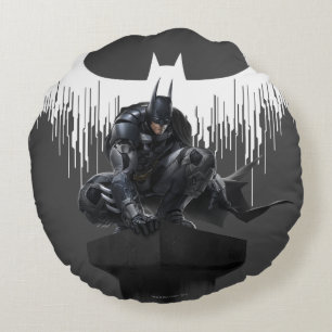 Batman Perched on a Pillar Round Cushion
