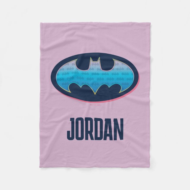 Batman | Pink & Blue Symbol Fleece Blanket (Front)