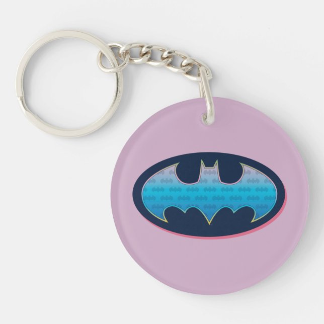 Batman | Pink & Blue Symbol Key Ring (Front)