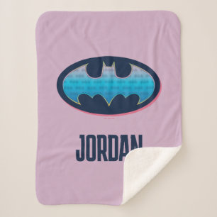 Batman Pink & Blue Symbol Sherpa Blanket